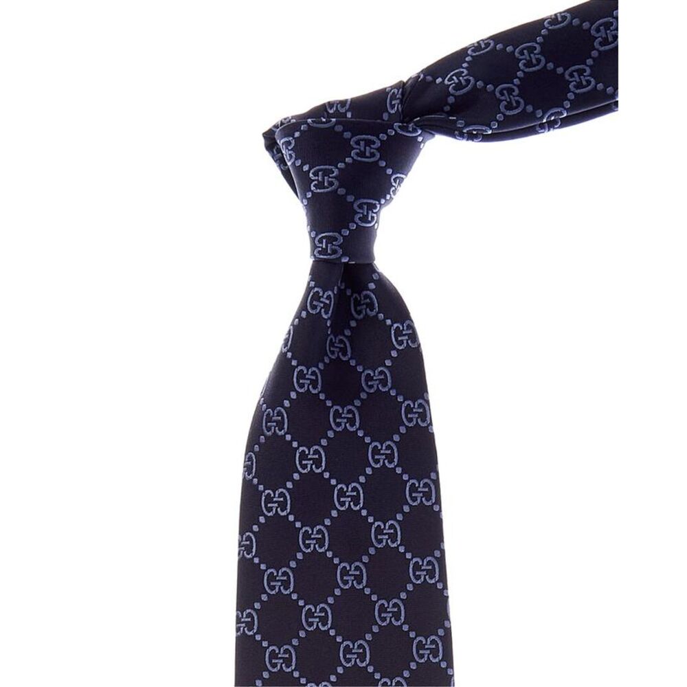 Gucci Blue Gg Silk Tie, Blue